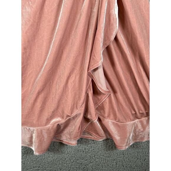 Aqua Dress Women M Pink Velvet Ruffled Sleeveless Made in U.S.A, Barbie Core - Picture 5 of 9